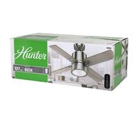Hunter Fan, Ventilador de Techo con Luz y Mando a Distancia para Interiores, Beck, 4 Aspas Reversibles, Color Niquel, 107 cm, Ideal para Verano e Invierno, Modelo 50655