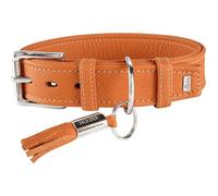 Hunter Cannes piel cuello color naranja, 39 - 47 cm, 3.5 cm de ancho
