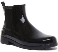 HUNTER Chels Refin Glo Original Brillo Mujer Botas Color Negro Talla UK 3-8