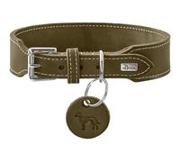 HUNTER Collar Aalborg Extra Ancho Color Oliva, Extra Ancho, Suave Piel Suave, con Elegante Costura de Contraste, Fabricado en Alemania, Talla 40