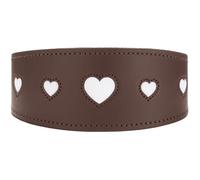 HUNTER Collar de Galgo Love | Piel de vaca suave, corazones cosidos, forma ancha, acolchada, fabricada en Alemania, color: marrón/negro, talla 52