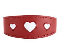HUNTER Collar de Galgo Love | Piel de vacuno suave, corazones cosidos, forma ancha, acolchada, fabricada en Alemania, color: rojo/negro, talla 37