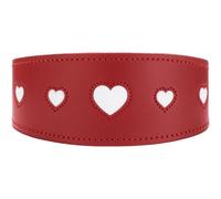HUNTER Collar de Galgo Love | Piel de vacuno suave, corazones cosidos, forma ancha, acolchada, fabricada en Alemania, color: rojo/negro, talla 52