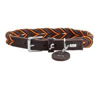 HUNTER Collar de Perro Sólid Education Cord, Color: marrón Oscuro/Naranja, Piel de Vacuno Resistente, Trenzado a Mano, Fabricado en Alemania, Talla 45