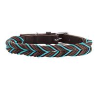 HUNTER Collar de Perro Sólid Education Cord, Color: marrón Oscuro/Turquesa, Piel de Vaca Resistente, Trenzado a Mano, Fabricado en Alemania, Talla 40