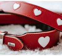 Hunter Collar Love XS-S Cuello 30-34 cm Ancho 2.6 cm Rojo-Negro Cuero de Vaca