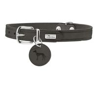 HUNTER Collar para Perro Aalborg, Color Gris Piedra, Piel Resistente y Duradera, con Fuerte Grasa, Ideal para Deportes de Perros y Uso Diario, con Colgante de Piel, Fabricado en Alemania, Talla 32