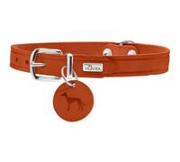 Hunter Collar para Perro Aalborg, Color Naranja, Piel Resistente y Resistente, con Fuerte Grasa, Ideal para Deportes y Uso Diario, con Colgante de Piel, Fabricado en Alemania, Talla 32