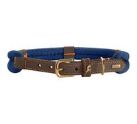 HUNTER Collar para Perro Malia, Color Azul Oscuro/marrón Oscuro, de rocío Suave y Piel Resistente, Ligero, Resistente, Aspecto Moderno y Elegante, Colores Frescos, Fabricado en Alemania, Talla 40