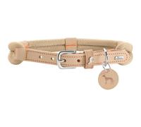 HUNTER Collar para Perro Malia, Color Beige/Natural, de Cuerda Flexible y Cuero Resistente, Ligero, Resistente, Aspecto Moderno y Elegante, Colores Frescos, Fabricado en Alemania, Talla 45