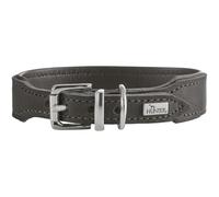 HUNTER Collar para Perro Malta, Color Gris Piedra, de Piel de Vacuno engrasada, Suave, Resistente, Colores Brillantes, Hecho a Mano, Talla 37