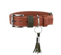 Hunter Collar para Perro Portofino de Piel Premium, Acolchado Extra Suave y Suave con Bordes doblados, Tacto Noble, Fabricado en Alemania, Color coñac/Oliva, Talla 65