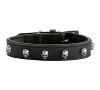 HUNTER Collar para Perro Tijuana, Color Negro, Piel de Vaca, Suave, Suave al Tacto, Hecho a Mano, Calaveras Decorativas, Resistente y a la Moda, Fabricado en Alemania, Talla 35