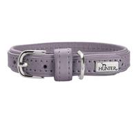 HUNTER Collar para Perros Soho Mini, Color Gris Lila, Piel de Vacuno, Suave y Flexible, Suave al Tacto, Ligero, para Perros pequeños y Cachorros, Fabricado en Alemania, Talla 32