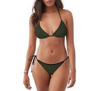 Hunter - Conjunto de bikini de 2 piezas con estampado de pétalos florales verdes para mujer con almohadillas extraíbles para diversión en la playa, Negro, M