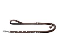 HUNTER Correa Ajustable para Perros Love, Color: marrón/Negro, Suave Piel de napa de Vacuno, 3 Posibilidades de Ajuste, Corazones cosidos, Acabado, Fabricado en Alemania, Talla 18/200