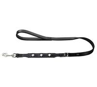 HUNTER Correa de Cuero orgánico Suizo, Grande, Color Negro | Correa de mano suave de piel de vacuno, cruz suiza, fabricada en Alemania, color negro, tamaño: 18/100
