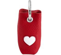 Hunter Dispensador de Bolsas para excrementos Love, Hecho a Mano, de Piel de Vaca Flexible, con aplicación en Forma de corazón, mosquetón para una fijación fácil, Color: Rojo