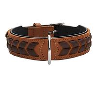 HUNTER EL Paso Collar de Perro Cuero Flexible Trenzado 65 (L) Coñac/Negro