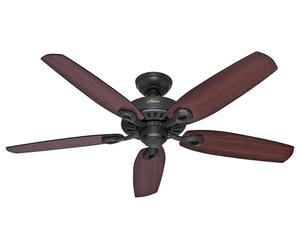 HUNTER FAN Builder Elite, 132 cm, Ventilador de Techo para Interior, Silencioso, con Cadena y 5 Aspas Reversibles en Cerezo Brasileño y Nogal Amarillo, para Verano o Invierno, Acabado Bronce Nuevo, Modelo 50567
