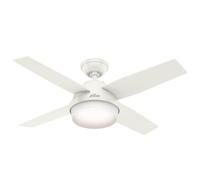 HUNTER FAN Dante, 112 cm, Ventilador de Techo para Interior con Luz, Silencioso, con Mando a Distancia y 4 Aspas Reversibles, para Verano o Invierno, Acabado Blanco Fresco, Modelo 50629