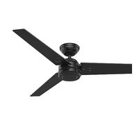HUNTER FAN Protos, 132 cm, Ventilador de Techo para Interior y Exterior, Silencioso, con Control de Pared y 3 Aspas Reversibles en Negro Mate y Gris Nogal, para Verano o Invierno, Acabado Negro Mate, Modelo 50624