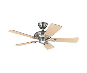 HUNTER FAN Sevilla II, 112 cm, Ventilador de Techo para Interior, Silencioso, con Cadena y 5 Aspas Reversibles en Arce y Gris, para Verano o Invierno, Acabado en Níquel Cepillado, Modelo 24038