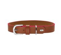 Hunter Garda - Collar para Perro de Piel de Vacuno Suave, Resistente y cómodo, con Bordes de Contraste teñidos a Mano, Fabricado en Alemania, Color coñac/Rosa, Talla 50