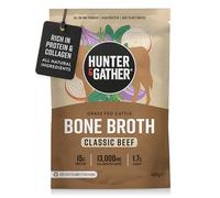Hunter & Gather Caldo de Hueso de Ternera en Polvo | 15 g de Proteína | Colágeno de Ternera Alimentada con Pasto de Europa | Bebida Salada Instantánea o Refuerzo para Cocinar | Sin Refrigeración | 20