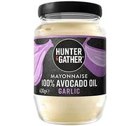 Hunter & Gather Mayonesa de Aceite de Aguacate | Hecha con Aceite de Aguacate Puro y Yema de Huevo de Granja Británica | Paleo, Keto, Sin Azúcar y Sin Gluten (630g (paquete de 1), Ajo)