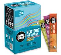 Hunter & Gather Restore Electrolitos x 30 bolsitas I sin azúcar añadido o edulcorantes artificiales I Hidratación 100% natural I Relación mineral óptima con sal rosa del Himalaya I Keto I con fruta de