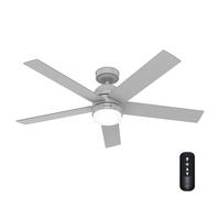 Hunter Giannis Dove Grey - Ventilador para interiores (132 cm, con kit de luz LED y mando a distancia de mano, operación de verano/invierno, modelo 52703)
