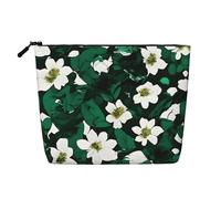 Hunter Green - Bolsa de maquillaje con estampado de pétalos florales de una sola capa de cáñamo falso, con cremallera, accesorios para mujer, color negro, talla única, Negro, One Size