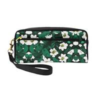 Hunter Green - Bolsa de maquillaje para mujer, diseño de pétalos florales, bolsa de maquillaje portátil para bolso, organizador de accesorios, Black, Talla única, Neceser de maquillaje