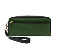 Hunter Green - Bolsa de maquillaje pequeña de piel con estampado de pétalos florales - Organizador de accesorios cosméticos reutilizable, bolsa de aseo de viaje