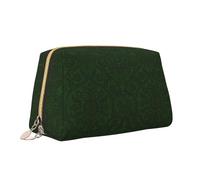 Hunter Green - Bolsa de maquillaje portátil con cremallera y diseño de pétalos florales, organizador de viaje