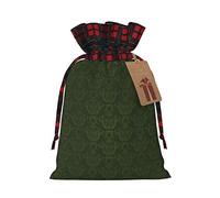 Hunter Green - Bolsa de regalo artesanal de arpillera con cordón y diseño de pétalos florales, una elegante bolsa de regalo textil perfecta para cualquier ocasión