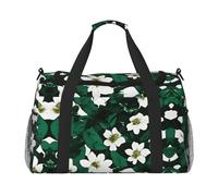 Hunter Green - Bolsa de viaje con estampado de pétalos florales, bolsa de fin de semana, bolsa de gimnasio, bolsa de noche, artículos esenciales de viaje para mujeres y hombres, Black, Talla única