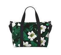 Hunter Green - Bolsa de viaje con estampado de pétalos florales con cremallera, bolsa de viaje para fin de semana para mujeres y hombres