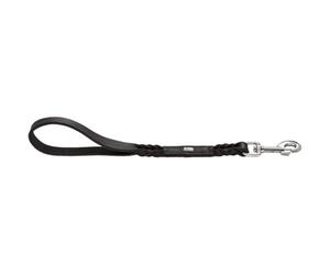 HUNTER Guía Corta Solid Education, Color Negro, Trenzado a Mano de Piel de Vaca Resistente, con Bordes Redondeados, Gancho de Perno Trenzado y práctica Correa de Mano, tamaño 18/40