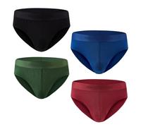 Hunter&Hawks Men's 4 Pack Bamboo Briefs, S-6XL, Soft, Antibacterial and Breathable Underwear, Cool Dry Mens Briefs, Fitting, Multi-Colour Pack