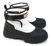 Hunter Mujer Short Buckle Snow Synthetic Textile White Black Botas 39 EU
