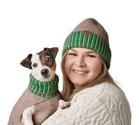 Hunter Odense - Jersey de Punto para Perros Suave y elástico, Cuello Alto, Aspecto de Pareja con Gorro, Lavable, Color Beige/Verde, Talla 60
