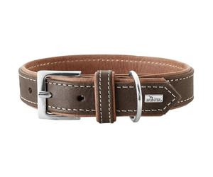 HUNTER Porto - Collar de Perro de Piel sostenible, 55 (M), Color marrón Oscuro/coñac