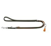 Hunter Portofino - Correa Ajustable para Perros (Piel, 3 Posiciones, Suave y Flexible, Apta para Colgar, Fabricada en Alemania), Color Verde Oliva y Naranja, tamaño: 20/200