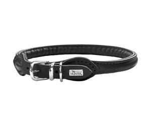 HUNTER Round and Soft Nickel-Plated Collar, 40/8, 33 x 37 cm, Small, Nappa Black