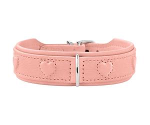 HUNTER Soho X Love - Collar para Perro de Color Rosa Claro, Piel de Vacuno, Suave y Flexible, Acolchado y Suave con el Pelo, Corazones cosidos, Ligero, para Perros pequeños y Cachorros, Fabricado en