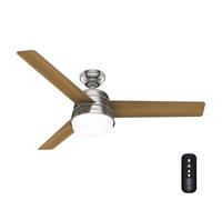 Hunter Ventilador de 132 cm / 52 pulgadas Finley cepillado níquel interior con kit de luz y mando a distancia manual, operación de verano/invierno, modelo 52695