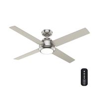Hunter Ventilador de 132 cm / 52 pulgadas Greta cepillado níquel interior con kit de luz LED y mando a distancia manual, operación de verano/invierno, modelo 52753