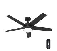 Hunter Ventilador de 132 cm / 52 pulgadas Marina Matte Black WeatherMax para interiores y exteriores con kit de luz LED y mando a distancia de mano, operación de verano/invierno, modelo 52920